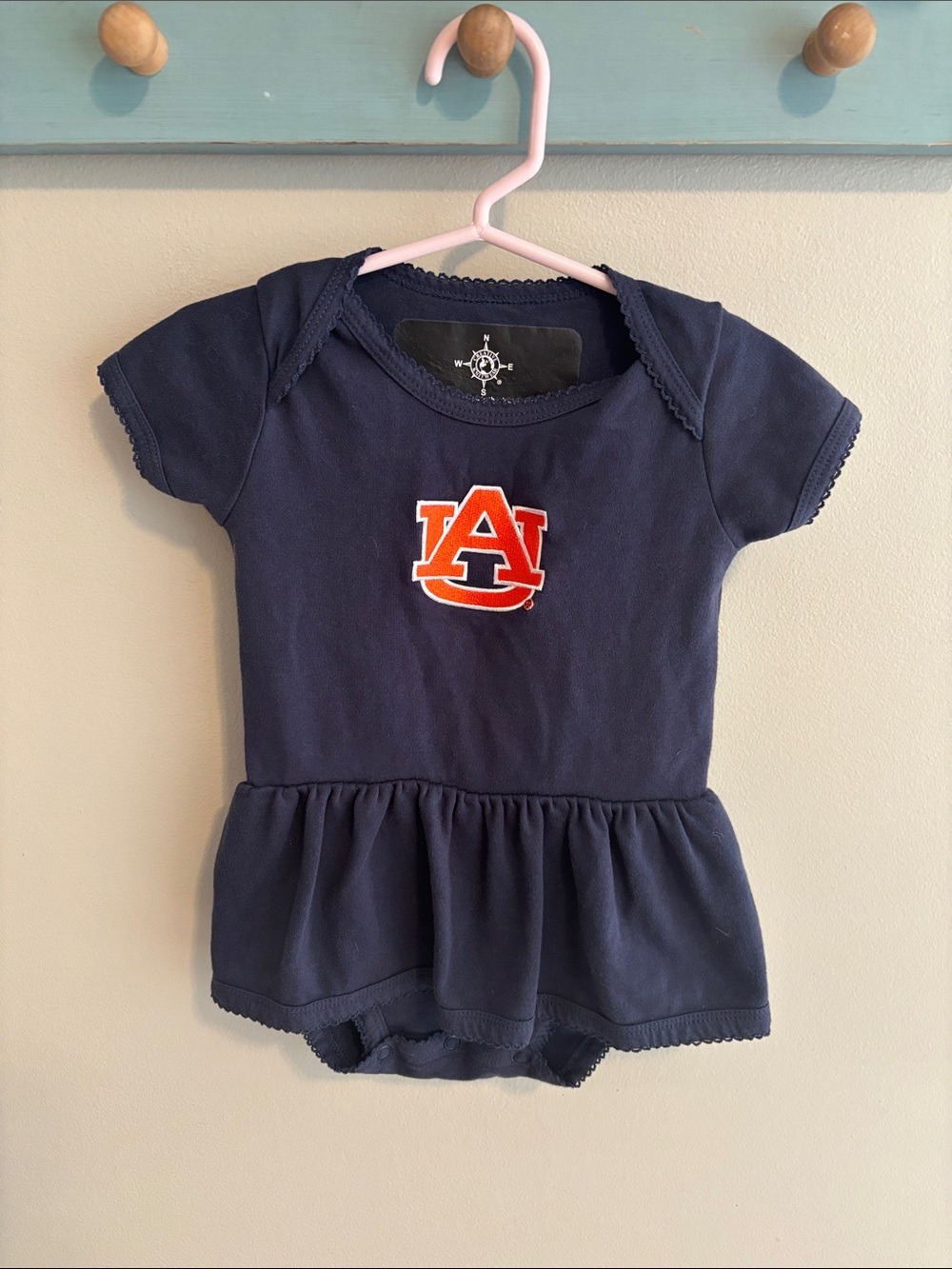 Creative Knitwear Auburn Tigers Baby Girls Bodysuit Dress 6-9 Months Navy Cotton